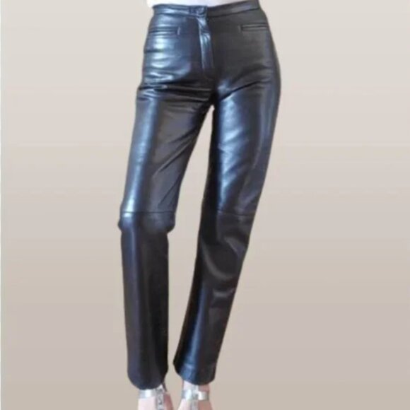 Vintage 100% Genuine Leather Pants, Black, Size 4 Mob Wife lambskin buttery soft - Picture 3 of 7